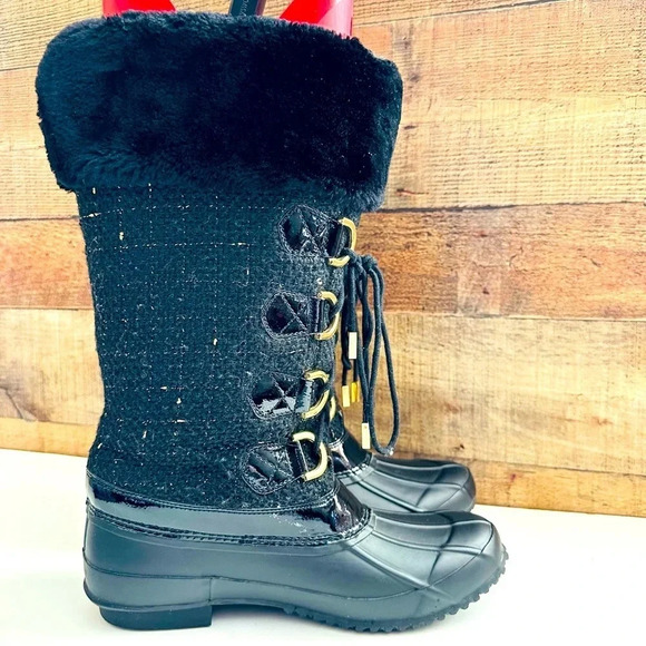 NWOT INC International Concepts Lorinah Women Round Toe Canvas/Fur Duck Boots - Picture 2 of 11